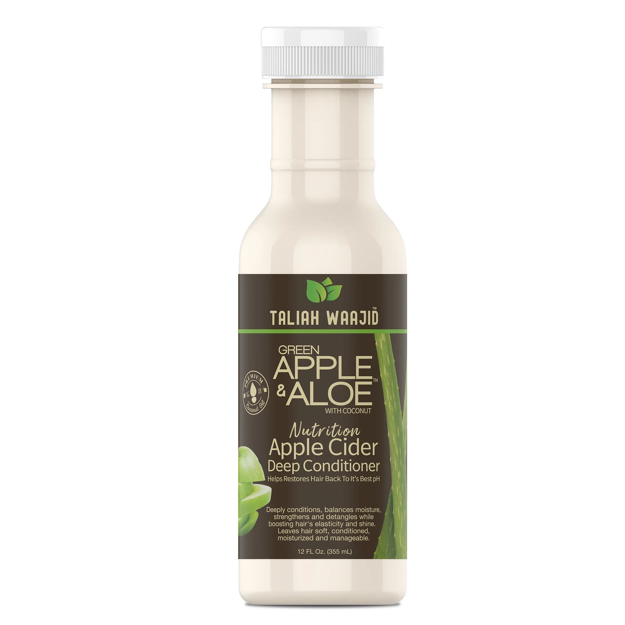Taliah Waajid Green Apple and Aloe Apple Cider Deep Conditioner 12 oz bottle, front view