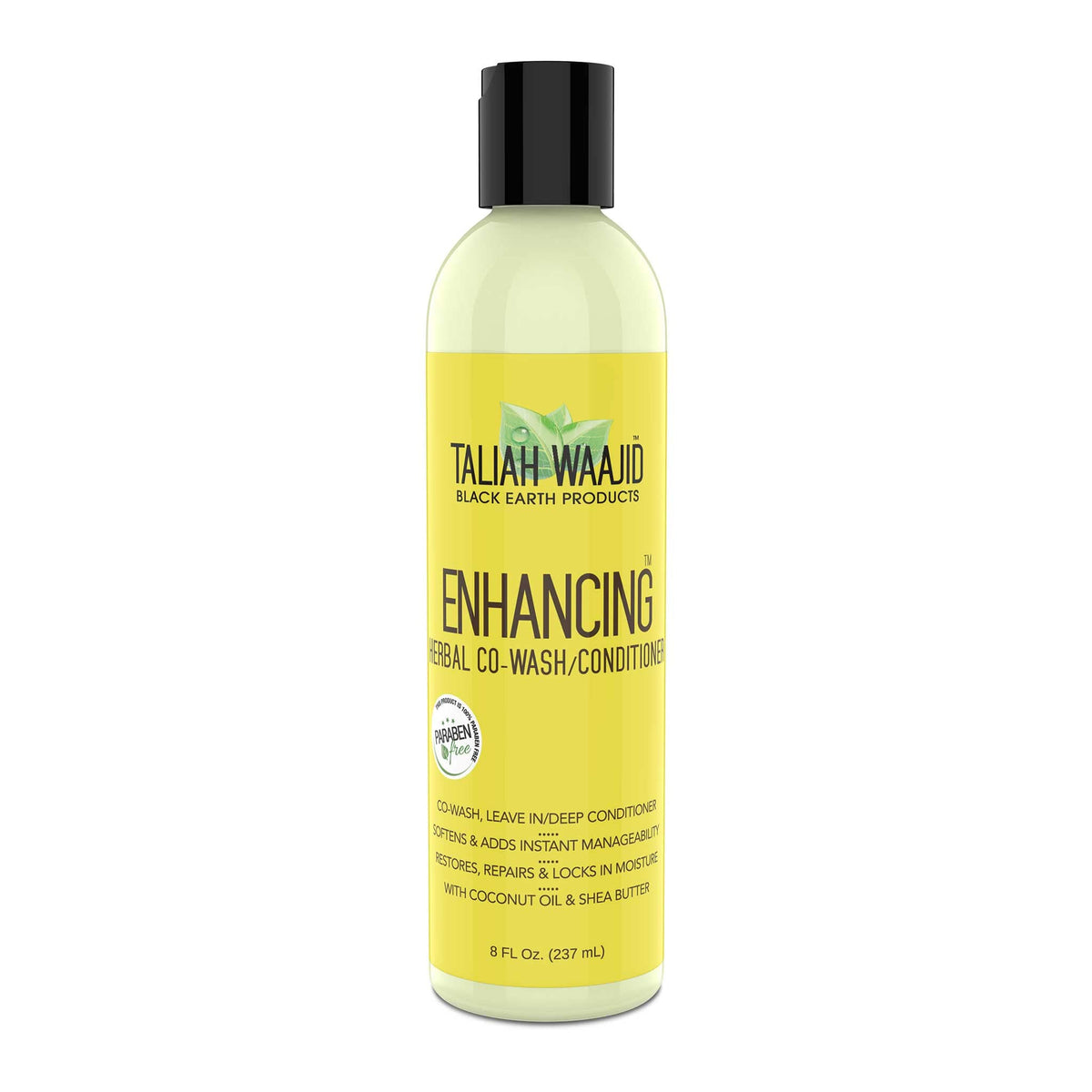 Taliah Waajid Black Earth Products Enhancing Herbal Co-Wash/Conditioner 8 fl oz yellow bottle with black cap, front view