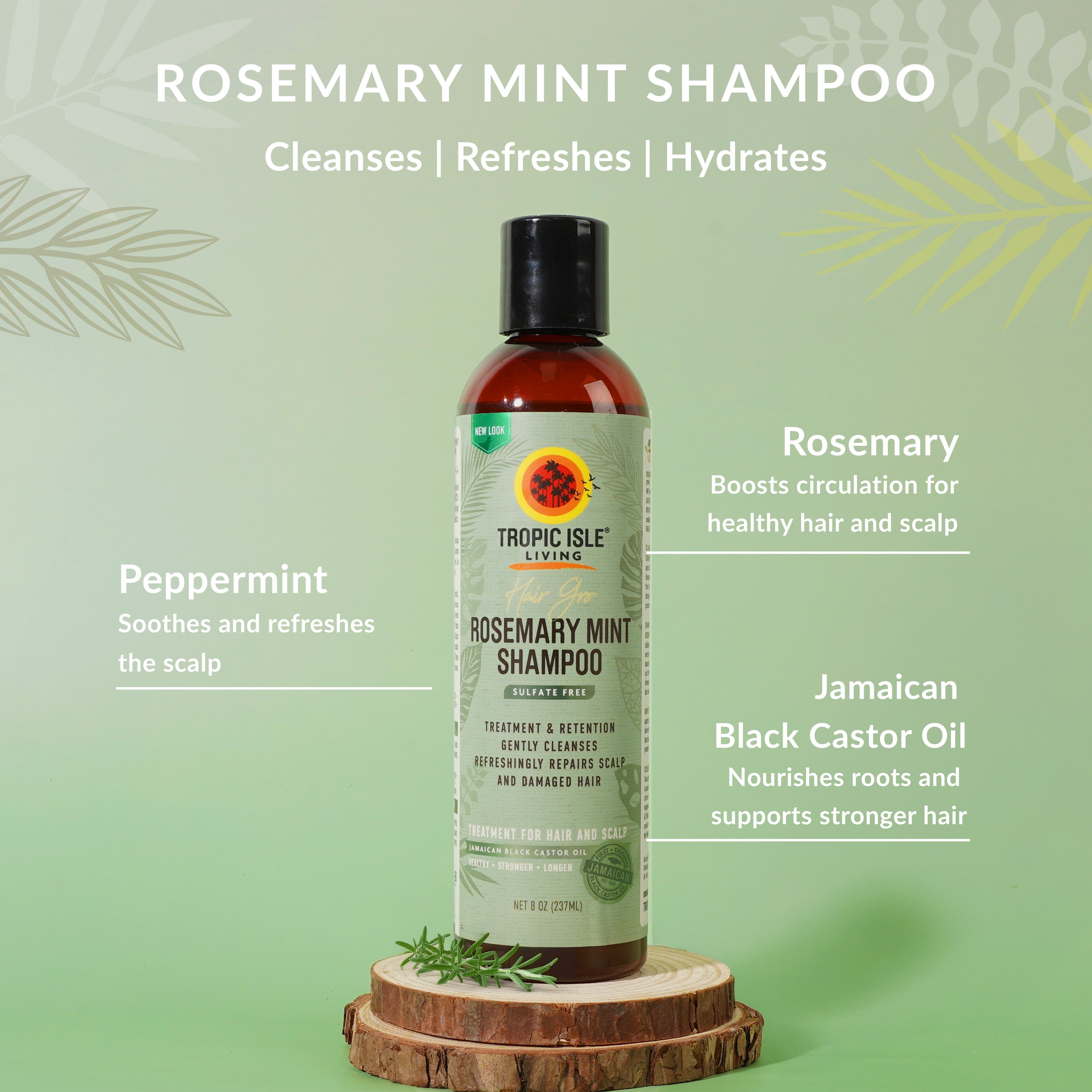 Tropic Isle Living Hair Gro Rosemary Mint Shampoo product detail graphic