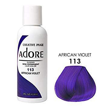 Adore Semi Permanent Hair Dye Colour - Vibrant, Ammonia-Free Colour & Shine for All Hair Types 118ml - color 113 - african violet
