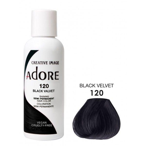 Adore Semi Permanent Hair Dye Colour - Vibrant, Ammonia-Free Colour & Shine for All Hair Types 118ml - color 120 black valvet