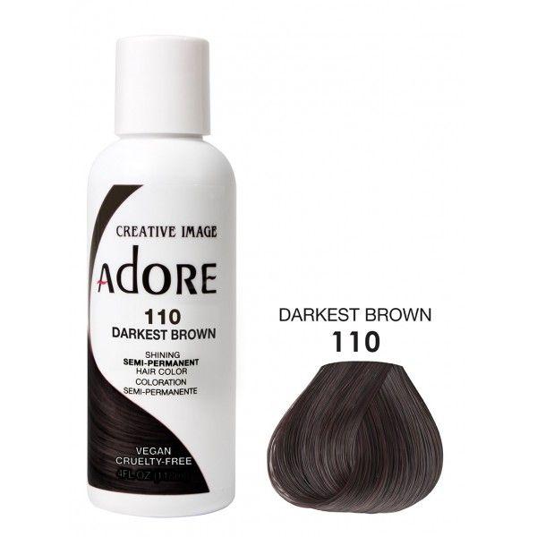 Adore Semi Permanent Hair Dye Colour - Vibrant, Ammonia-Free Colour & Shine for All Hair Types 118ml - color 110 - darkest brown