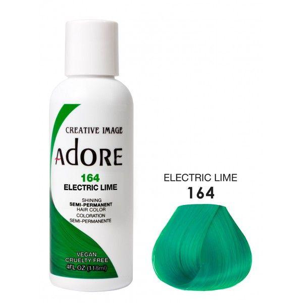 Adore Semi Permanent Hair Dye Colour - Vibrant, Ammonia-Free Colour & Shine for All Hair Types 118ml - color 164 - electric lime