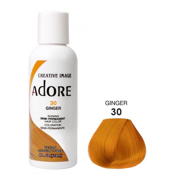 Adore Semi Permanent Hair Dye Colour - Vibrant, Ammonia-Free Colour & Shine for All Hair Types 118ml - color 30 ginger