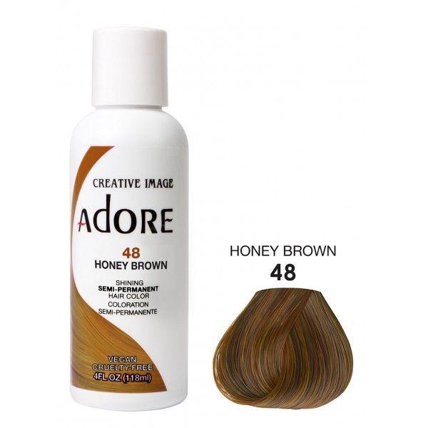 Adore Semi Permanent Hair Dye Colour - Vibrant, Ammonia-Free Colour & Shine for All Hair Types 118ml - color 48 honey brown