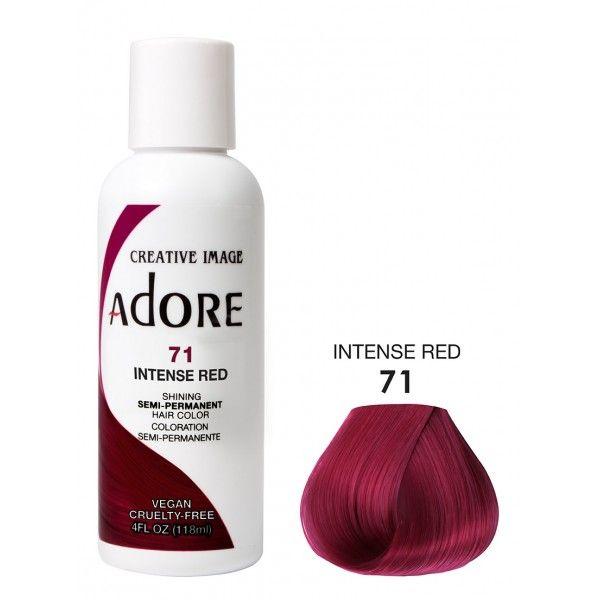 Adore Semi Permanent Hair Dye Colour - Vibrant, Ammonia-Free Colour & Shine for All Hair Types 118ml - color 71 intense red