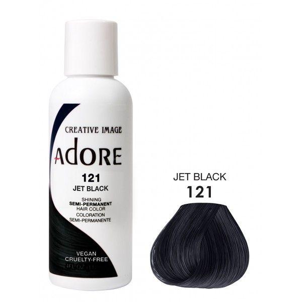 Adore Semi Permanent Hair Dye Colour - Vibrant, Ammonia-Free Colour & Shine for All Hair Types 118ml - color 121 jet black