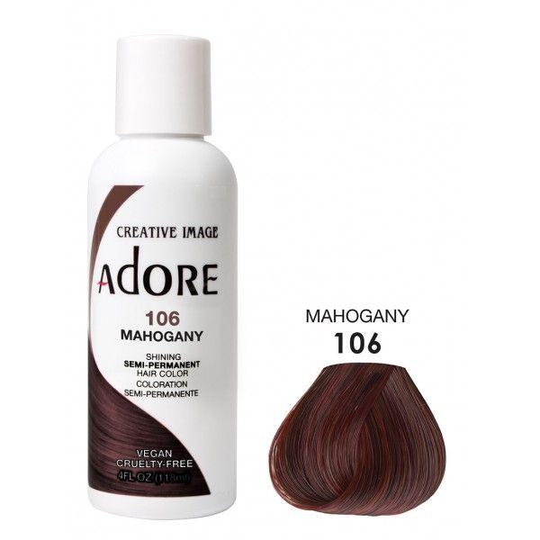 Adore Semi Permanent Hair Dye Colour - Vibrant, Ammonia-Free Colour & Shine for All Hair Types 118ml - color 106 - mahogany