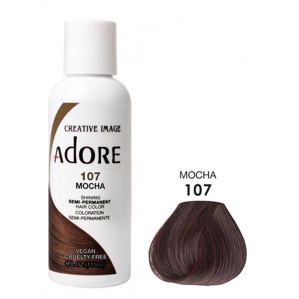 Adore Semi Permanent Hair Dye Colour - Vibrant, Ammonia-Free Colour & Shine for All Hair Types 118ml - color 107 - mocha