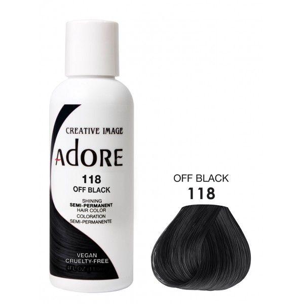 Adore Semi Permanent Hair Dye Colour - Vibrant, Ammonia-Free Colour & Shine for All Hair Types 118ml - color 118 off black