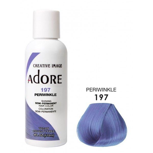 Adore Semi Permanent Hair Dye Colour - Vibrant, Ammonia-Free Colour & Shine for All Hair Types 118ml - color 197 periwinkle