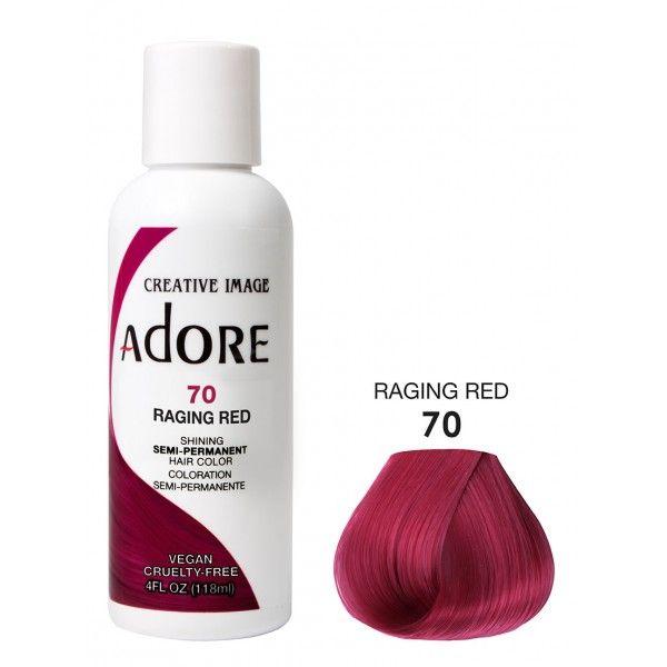 Adore Semi Permanent Hair Dye Colour - Vibrant, Ammonia-Free Colour & Shine for All Hair Types 118ml - color 70 raging red