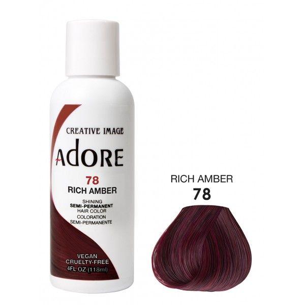 Adore Semi Permanent Hair Dye Colour - Vibrant, Ammonia-Free Colour & Shine for All Hair Types 118ml - color 78 rich amber