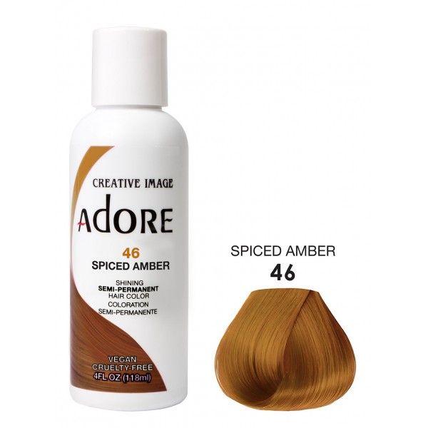 Adore Semi Permanent Hair Dye Colour - Vibrant, Ammonia-Free Colour & Shine for All Hair Types 118ml - color 46 spiced Amber