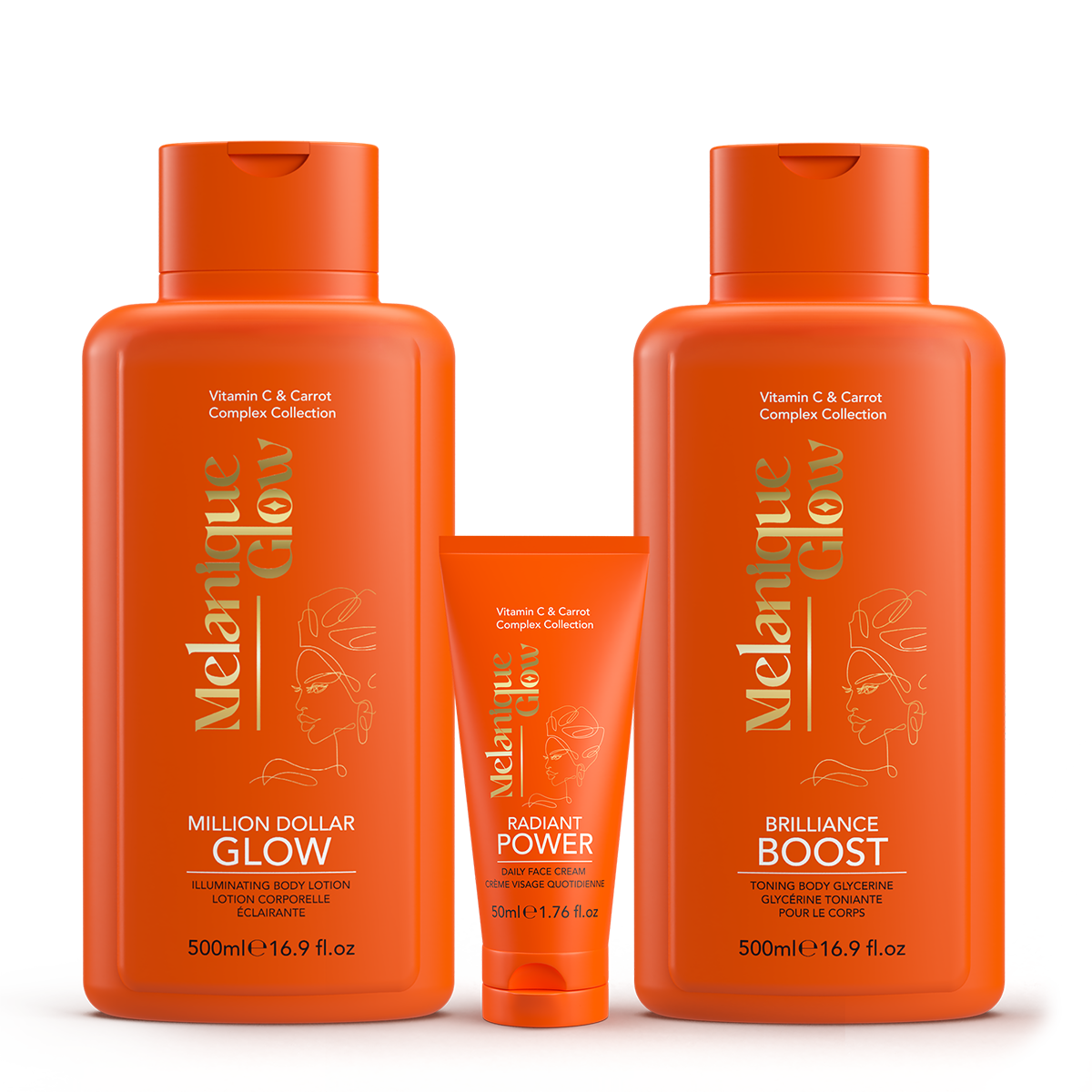 Melanique Glow Glow Skin Essentials | Luminous & Even Tone for All Skin Types | Complete Skincare Set