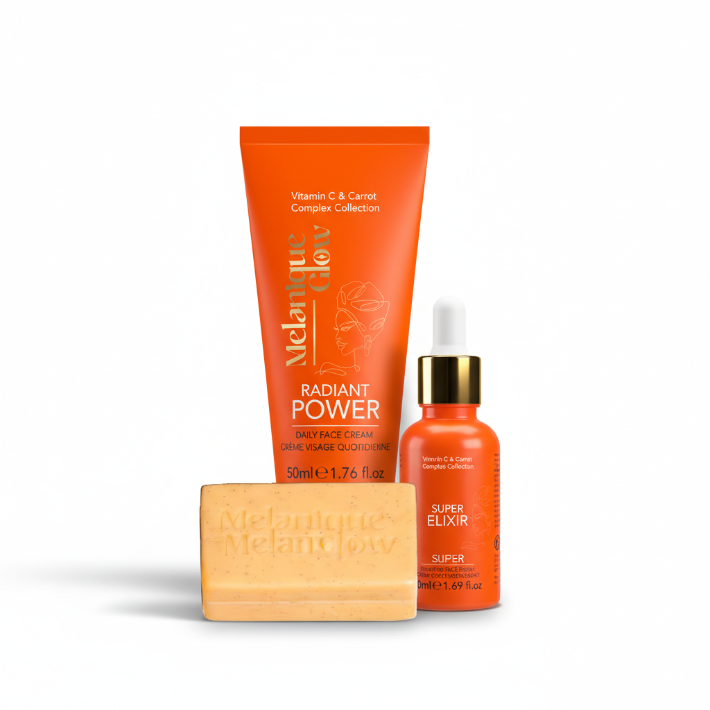 Melanique Glow Radiant Face & Glow Capsule Trio Ultimate Luminous Skin for All Skin Types 3-Piece Skincare Set