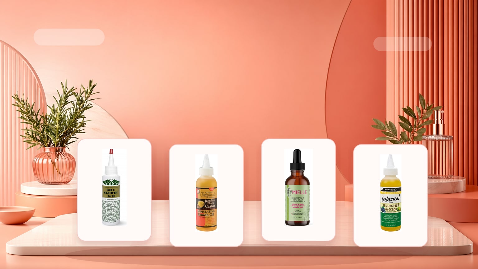 Hair Oil Guide: Rosemary, Castor, Coconut and Argan Oil product guide with real TJ Beauty product images