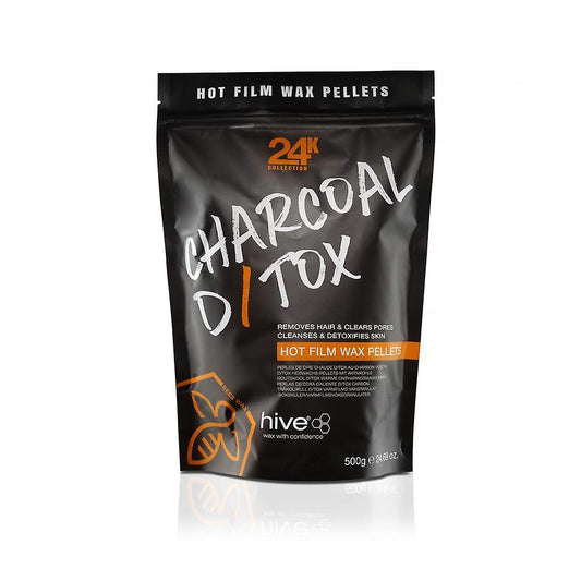 24k Collection - Hive Of Beauty Charcoal Detox Hot Film Wax Pellet - 500g Bag