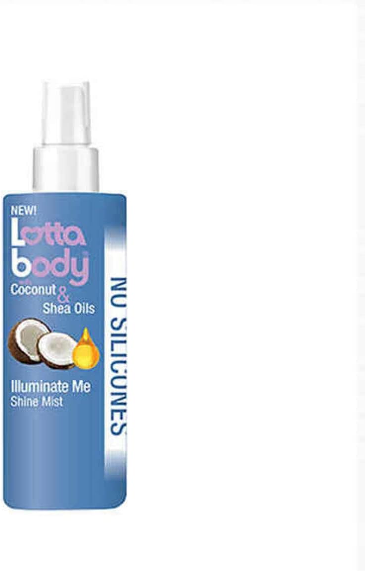 Lotta Body Coconut & Shea Oils Illuminate Me Shine Mist bottle on a white background