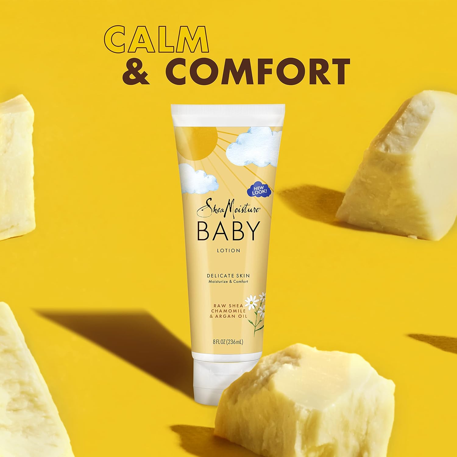 Lotion pour bébé à l'huile de karité, de camomille et d'argan brute de Shea Moisture, 227 ml