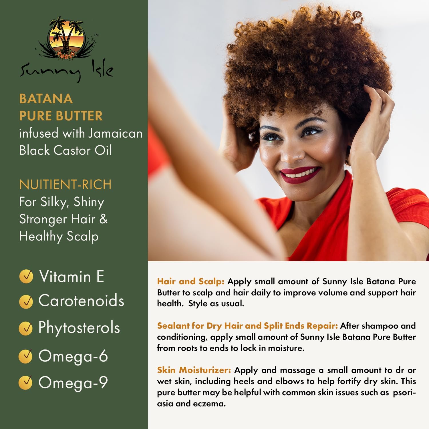 Sunny Isle Batana Pure Butter Anti-Thinning 236.58 ml/8.0 oz, hair and scalp use graphic