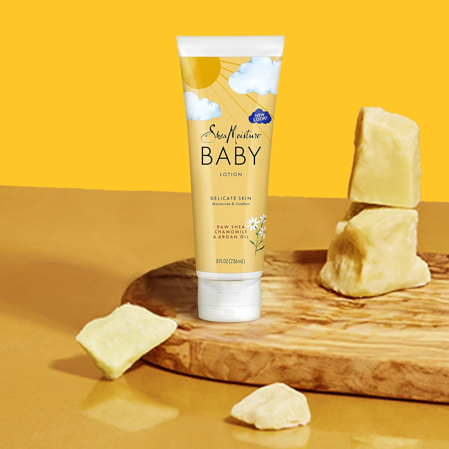 Lotion pour bébé à l'huile de karité, de camomille et d'argan brute de Shea Moisture, 227 ml