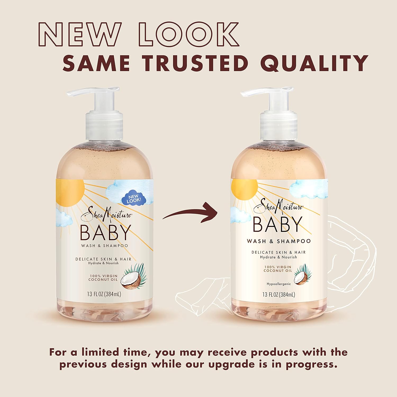 Shampoing et nettoyant pour bébé à l'huile de coco 100 % vierge de Shea Moisture, 13 oz