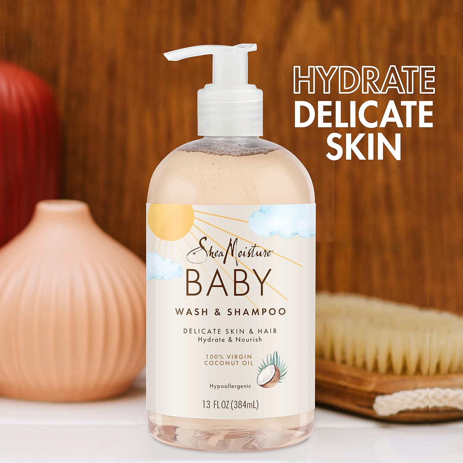 Shampoing et nettoyant pour bébé à l'huile de coco 100 % vierge de Shea Moisture, 13 oz
