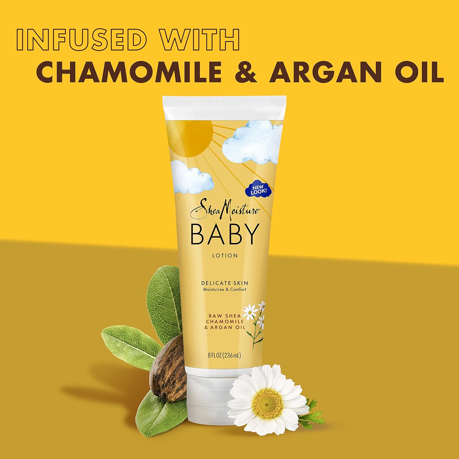 Lotion pour bébé à l'huile de karité, de camomille et d'argan brute de Shea Moisture, 227 ml