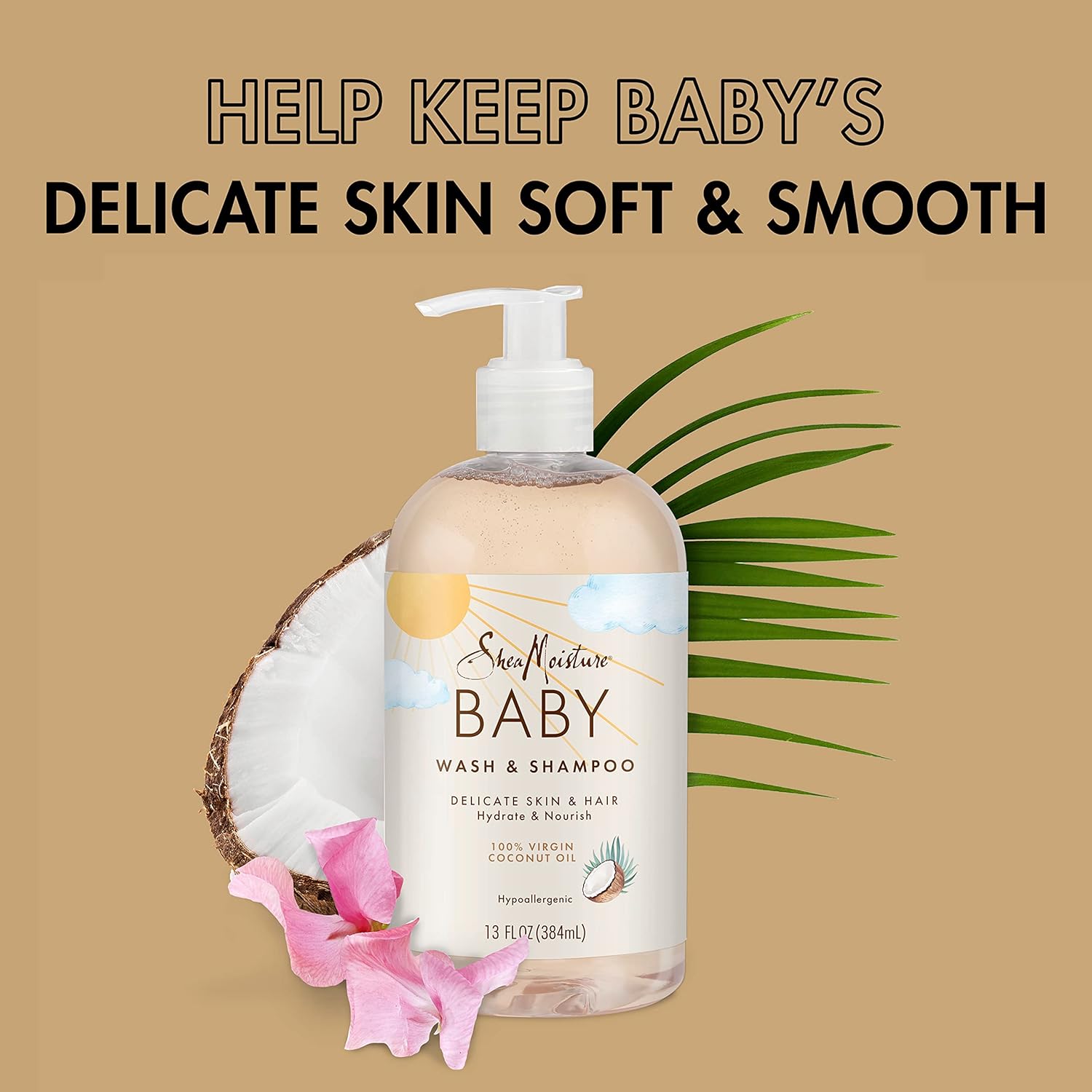 Shampoing et nettoyant pour bébé à l'huile de coco 100 % vierge de Shea Moisture, 13 oz