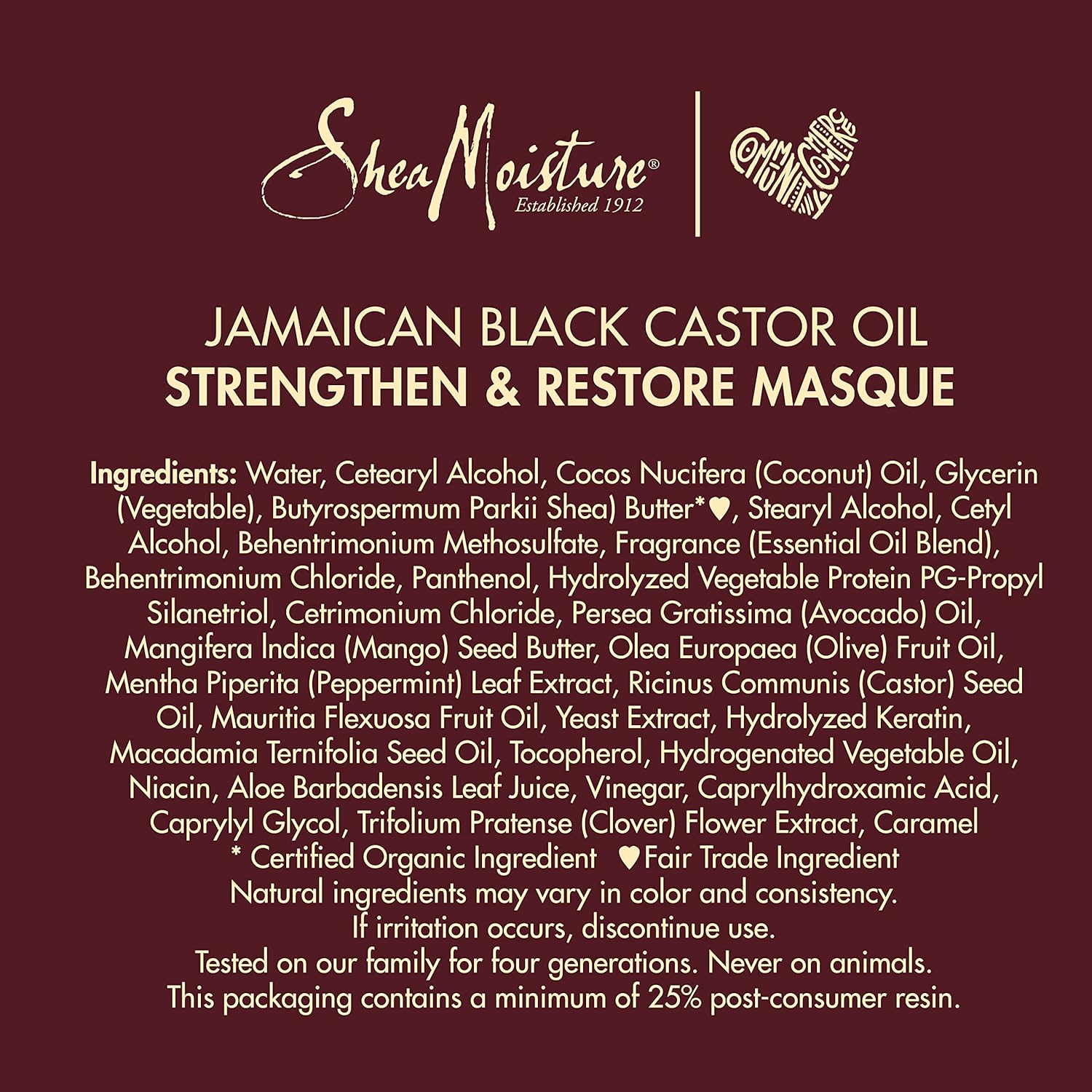 Shea Moisture Jamaican Black Castor Oil Strengthen & Restore Treatment Masque 12 oz