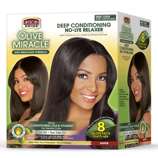African Pride Olive Miracle No-Lye Relaxer (Super, 8 Touch-Ups)
