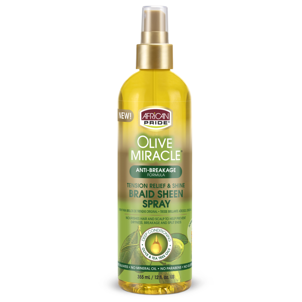 African Pride Olive Miracle Anti-Breakage Braid Sheen Spray 355 ml
