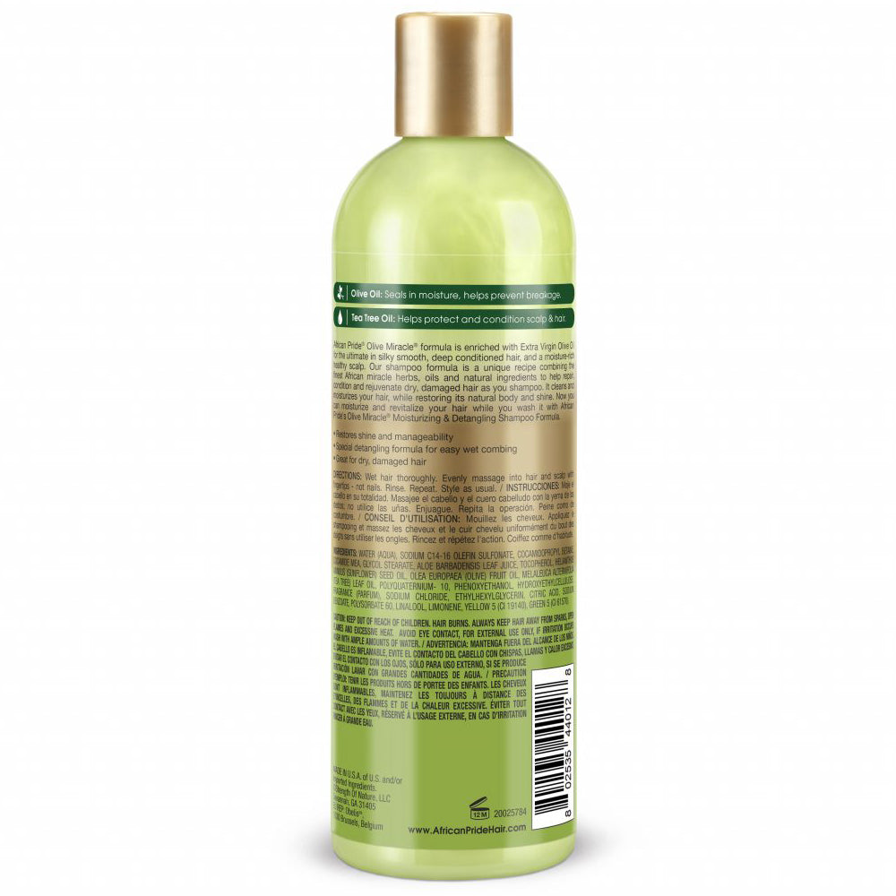 African Pride Olive Miracle 2-In-1 Shampoo 12oz - improves manageability and