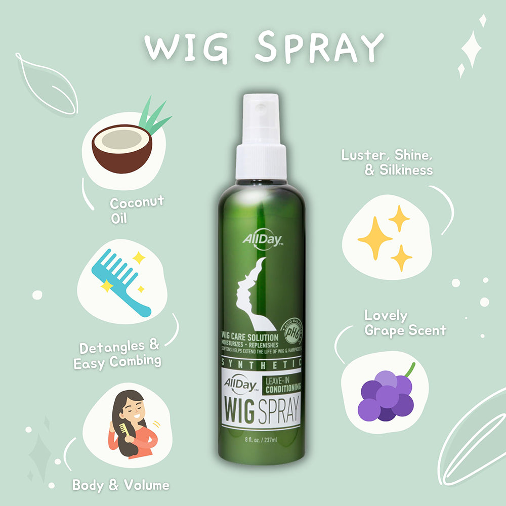All Day Locks Synthetic Wig Spray 8 oz in use