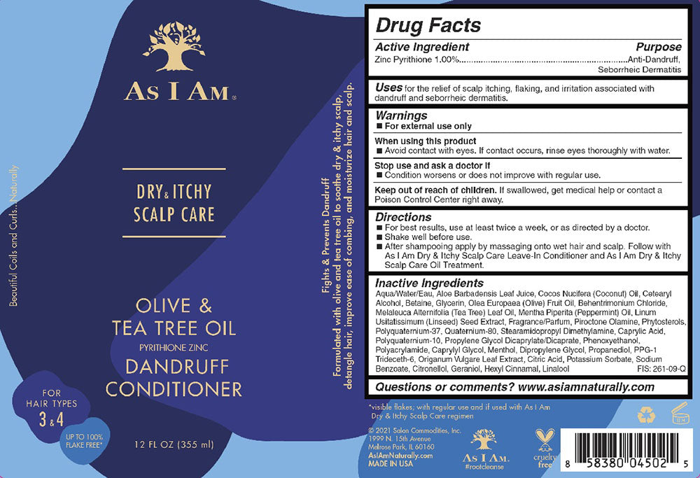 As I Am Dry & Itchy Scalp Care Conditioner 12 oz ingredients label