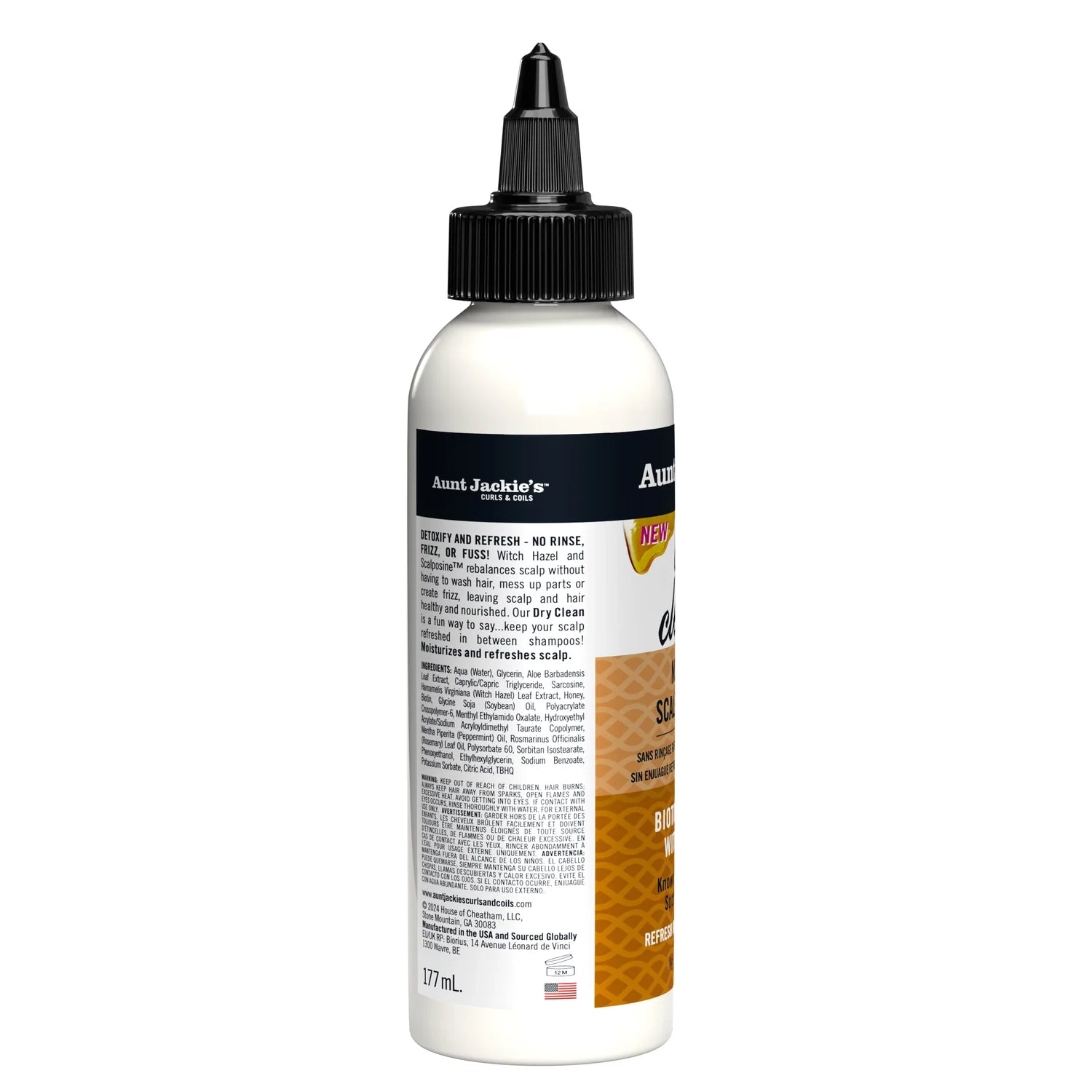 Aunt Jackie's Dry Clean! No Rinse Scalp Refresh 6oz - gently cleanses while
