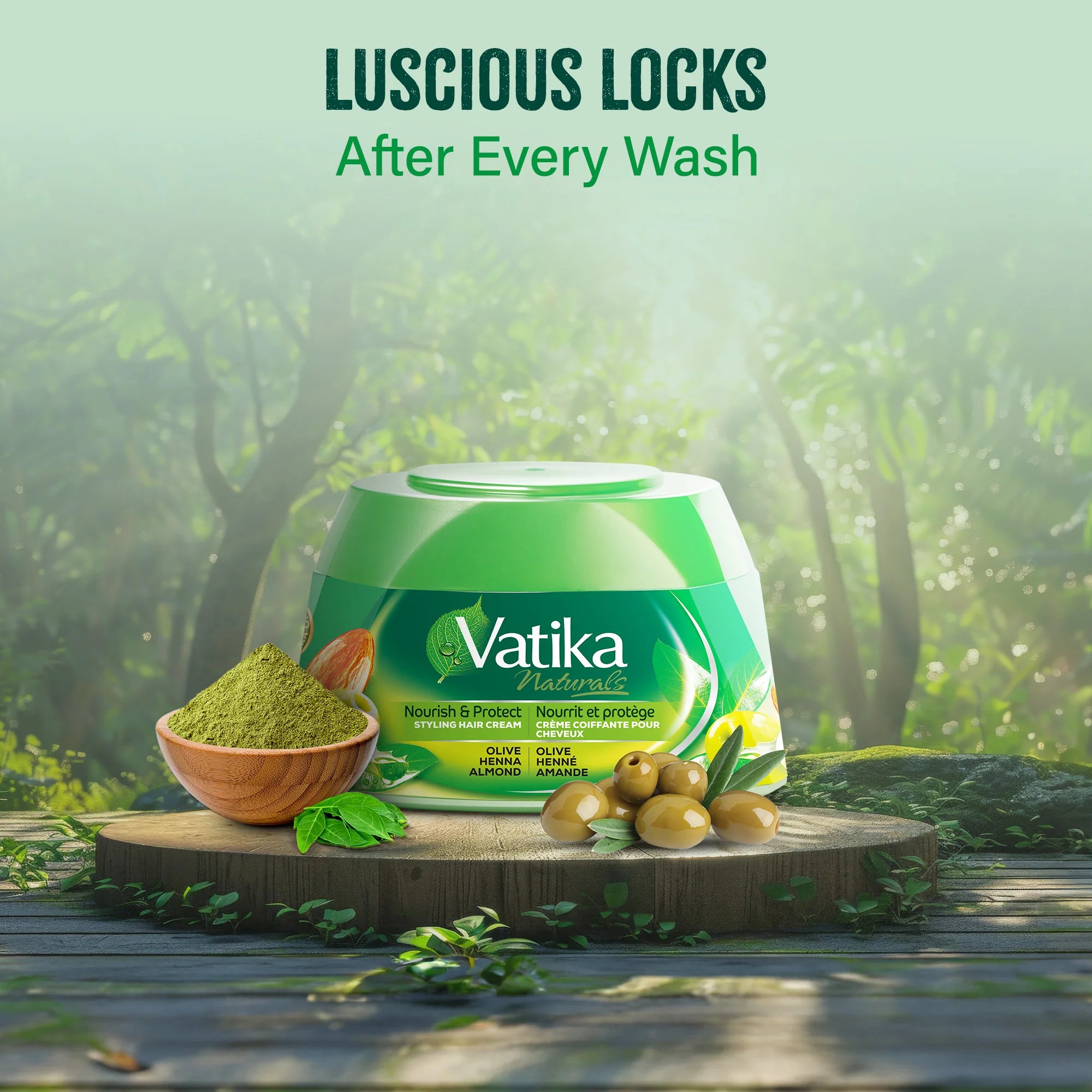 Vatika Naturals Hair Cream - Nourish & Protect (210ml, Olive)