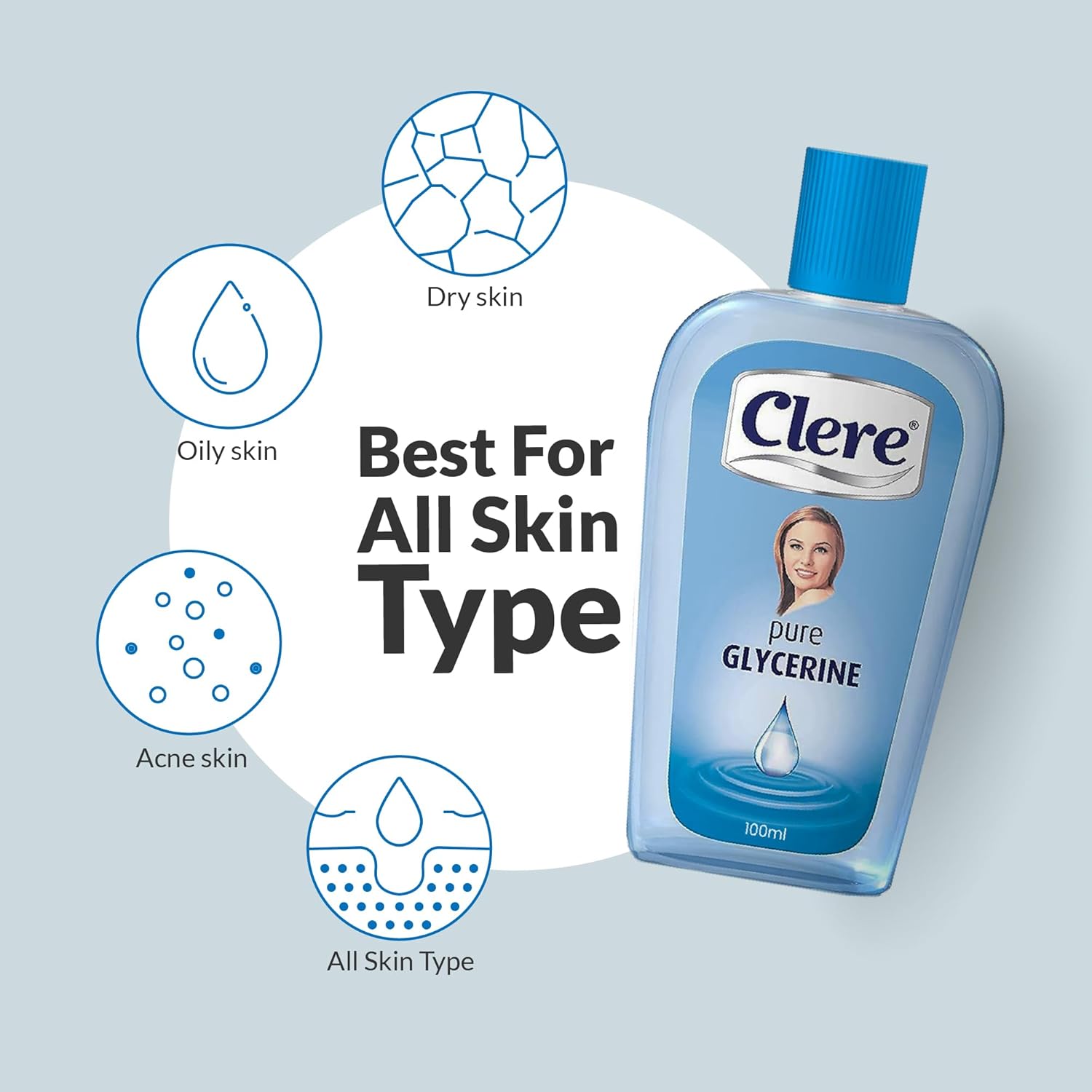 Clere Pure Glycerine Intense Hydration & Radiance for Dry Skin Types 100ml