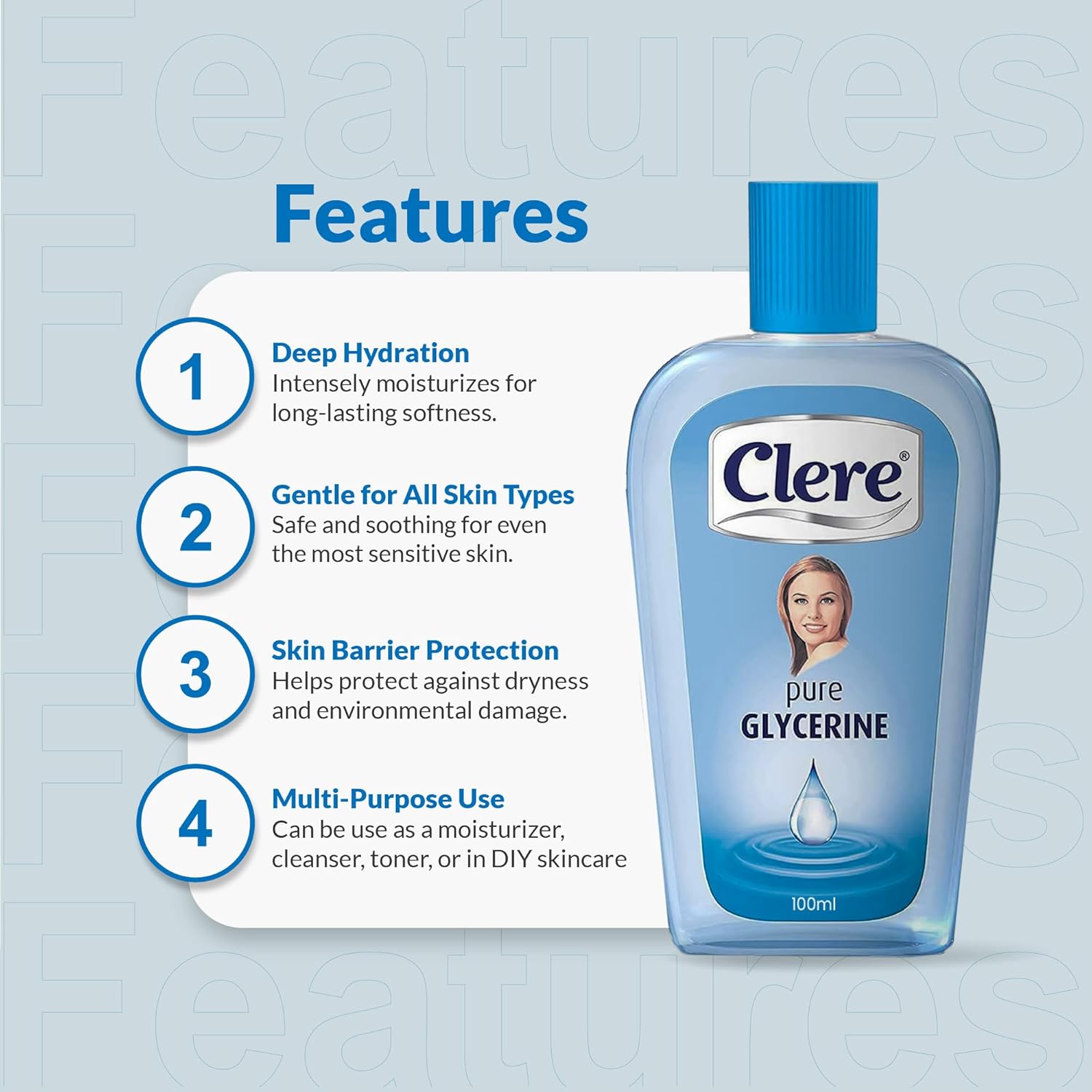 Clere Pure Glycerine Intense Hydration & Radiance for Dry Skin Types 100ml