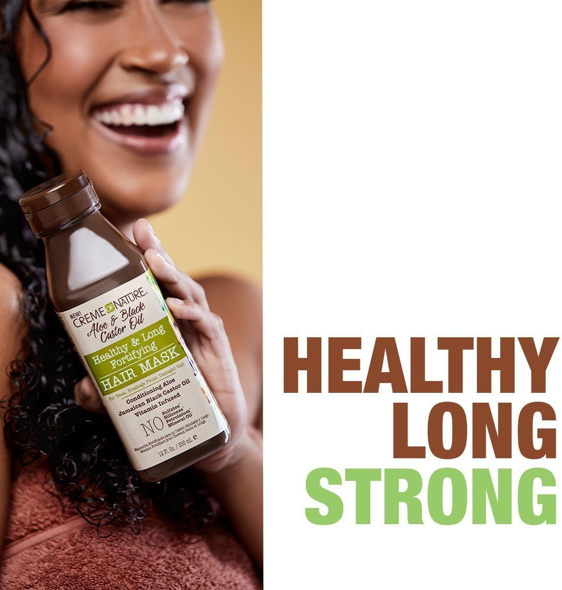 Creme Of Nature Aloe & Black Castor Oil Healthy & Long Fortifying Hair Mask 12 oz / 355 ml - For Weak & Damaged Hair