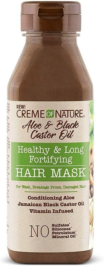 Creme Of Nature Aloe & Black Castor Oil Healthy & Long Fortifying Hair Mask 12 oz / 355 ml - For Weak & Damaged Hair