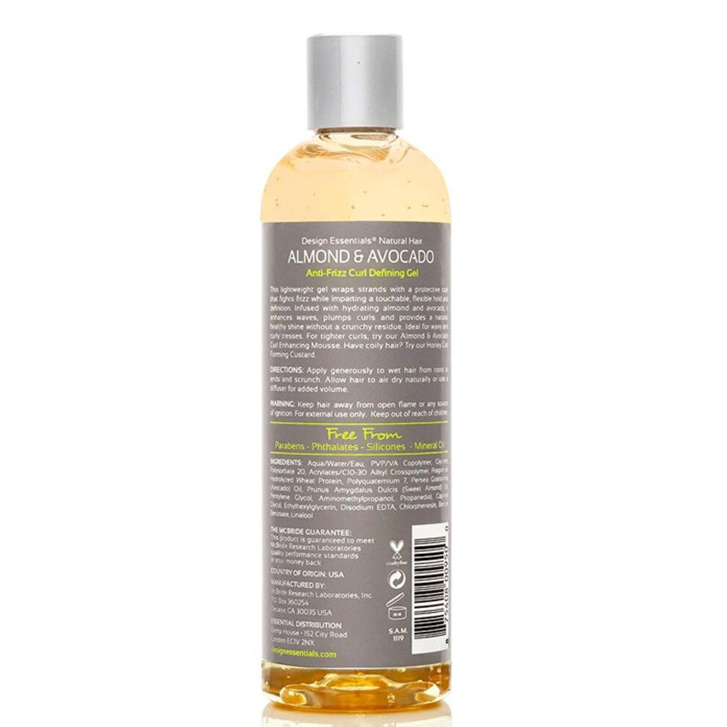 Design Essentials Almond & Avocado Anti-Frizz Curl Defining Gel 12oz back label