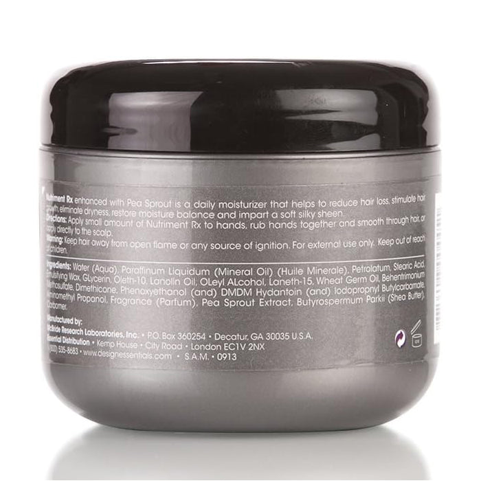 Design Essentials Nutriment RX Pea Sprout Creme Hairdress 4oz back label