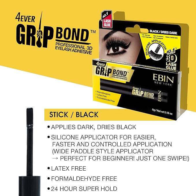 Ebin - Grip Bond Lash Glue Brush White Dries Black