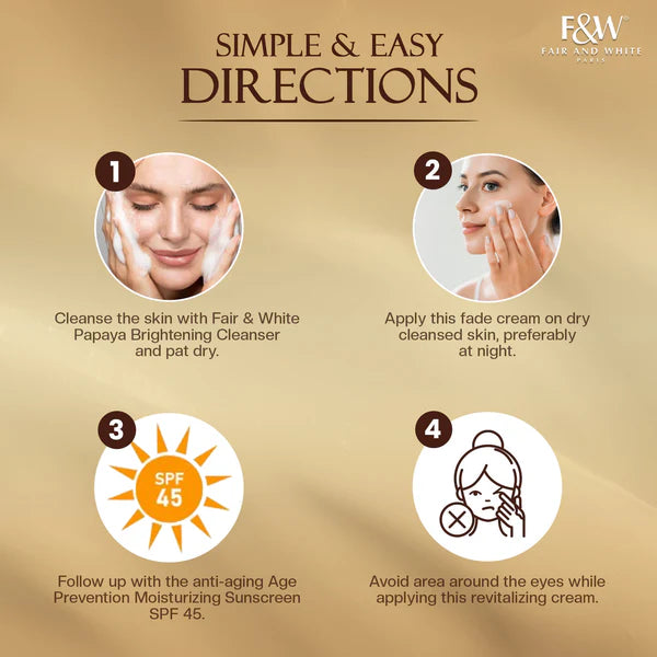 Fair And White 2 Gold Revitalizing Fade Cream 50ml  how to use 