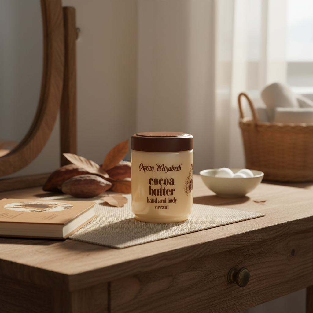 Queen Elisabeth Cocoa Butter Hand and Body Cream Intense Hydration & Nourishment - Experience the rich, deeply nourishing pow