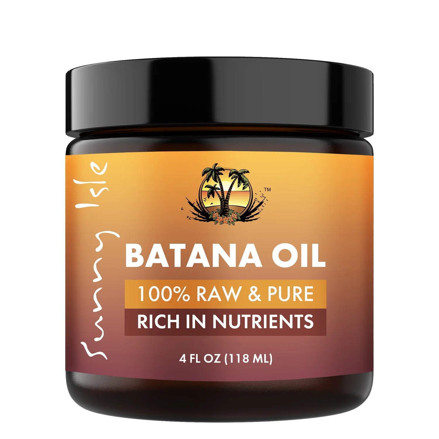 Sunny Isle 100% Raw & Pure Batana Oil 118 ml/4.0 oz, front jar view
