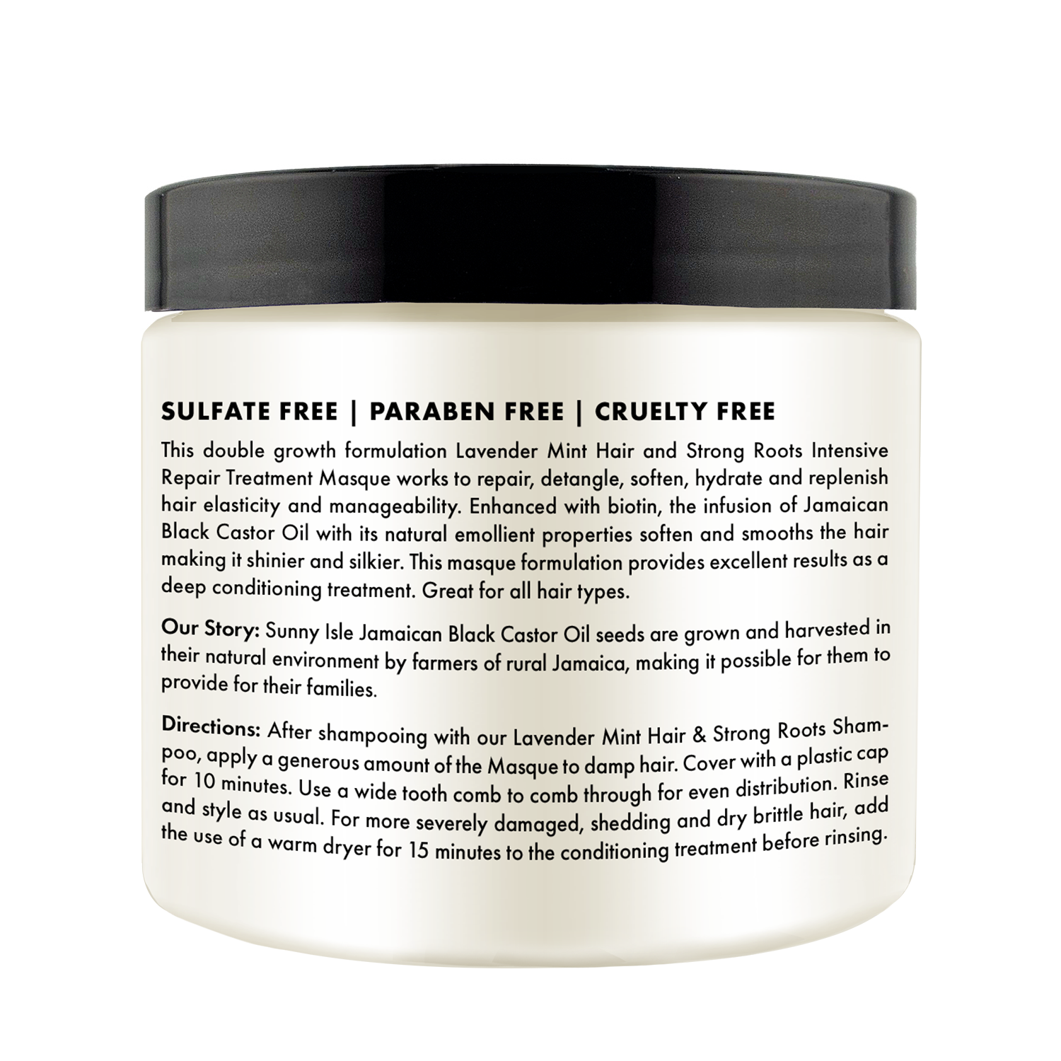 Sunny Isle Lavender Mint Hair & Strong Roots Intensive Repair Masque 473.17 ml/16.0 oz, product description graphic