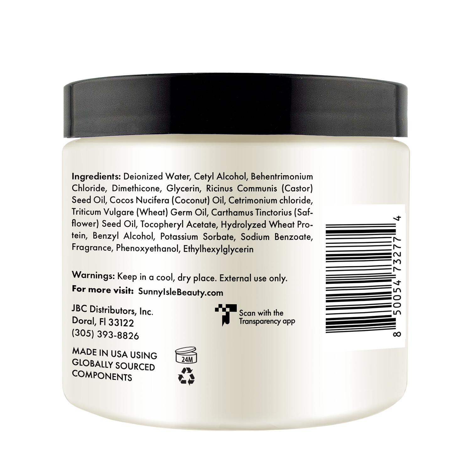 Sunny Isle Lavender Mint Hair & Strong Roots Intensive Repair Masque 473.17 ml/16.0 oz, ingredient information graphic